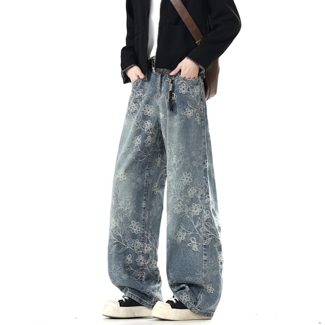 【WSシリーズ】★ズボン★ ボトムス ユニセックス カジュアルパンツ メンズ 合わせやすい 花柄 プリント