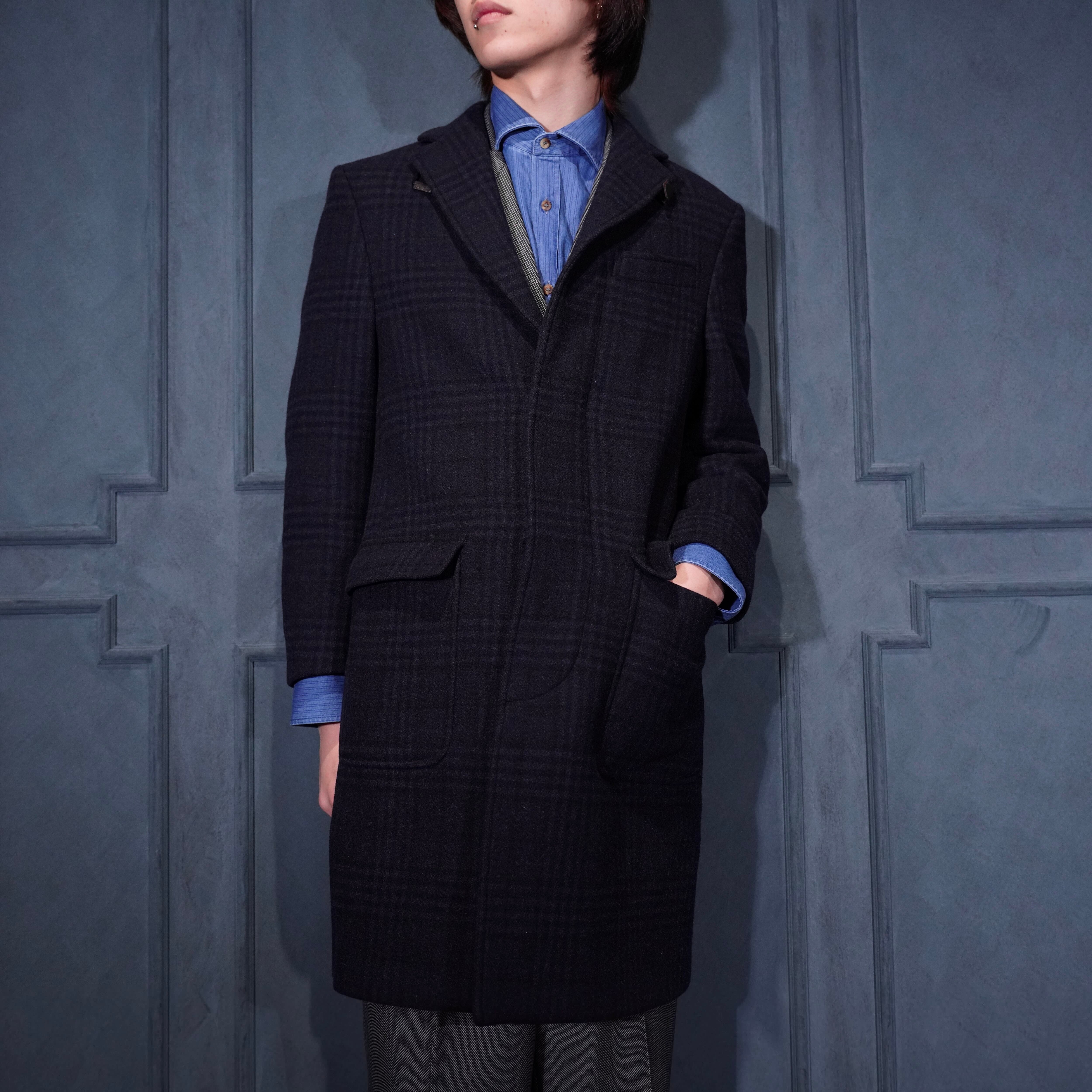 Salvatore Ferragamo CHECK PATTERNED WOOL CESTERFIELD COAT