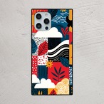受注生産 iPhoneケース 鳥と波のフォークコラージュ｜民芸風 FMSY007A
