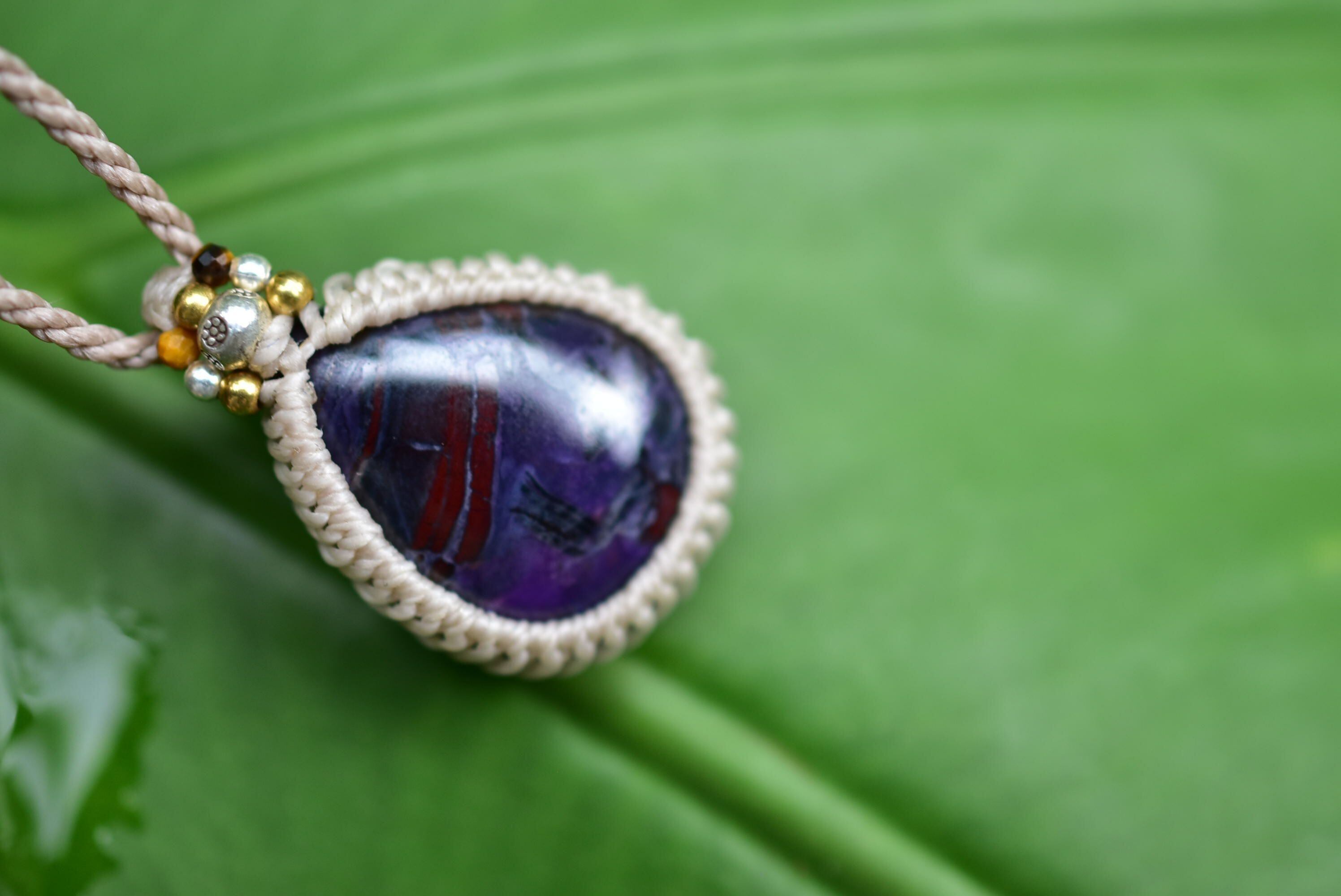 ラリマー　スギライト　マクラメ 古代の絵画☆スギライト マクラメペンダントsugy001 | Funky