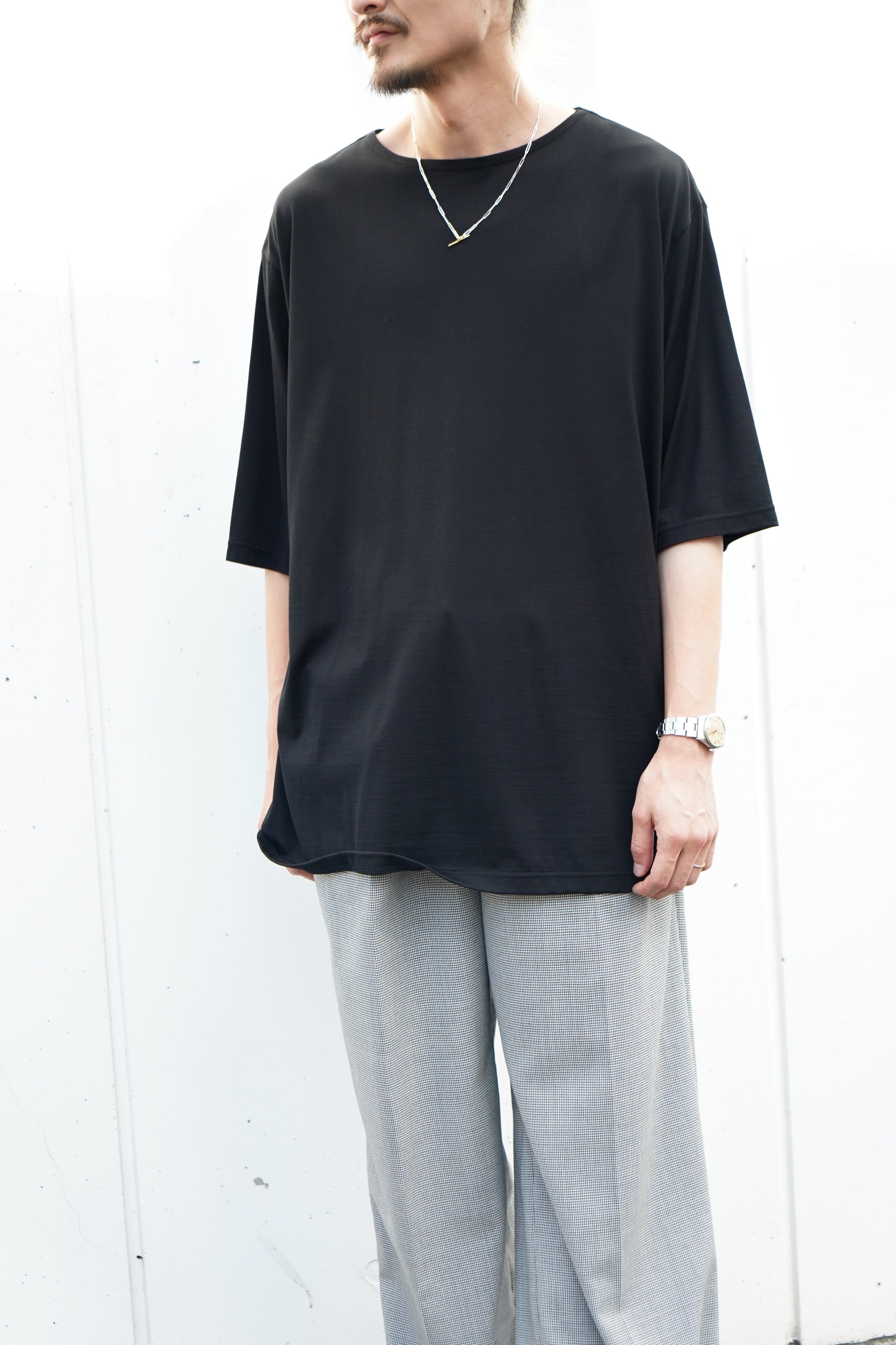 MAATEE&SONS / EX.SILK BOATNECK TEE(BLACK) | LiNN