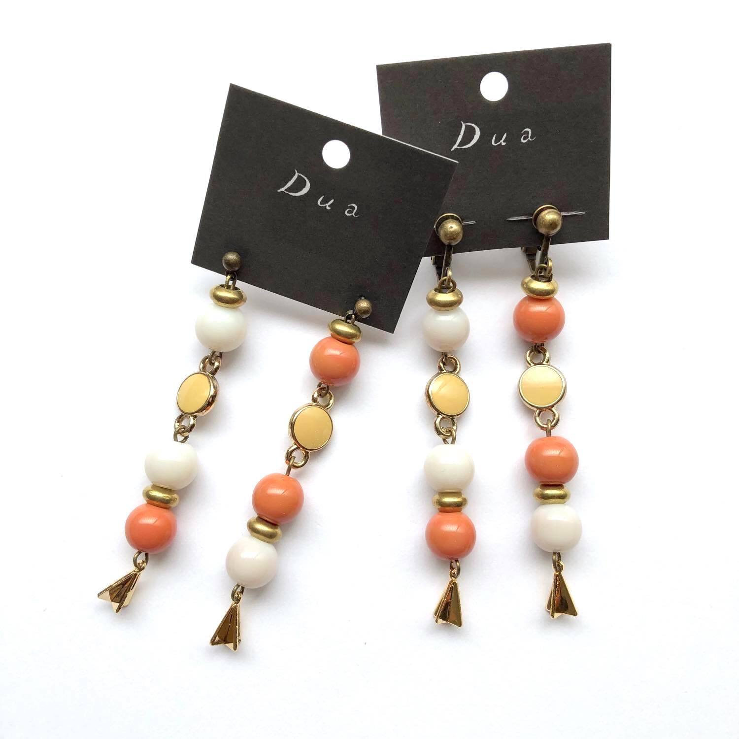 オレンジ×黄色×白の〈ピアス/イヤリング〉 | Dua-アクセサリーパーツ