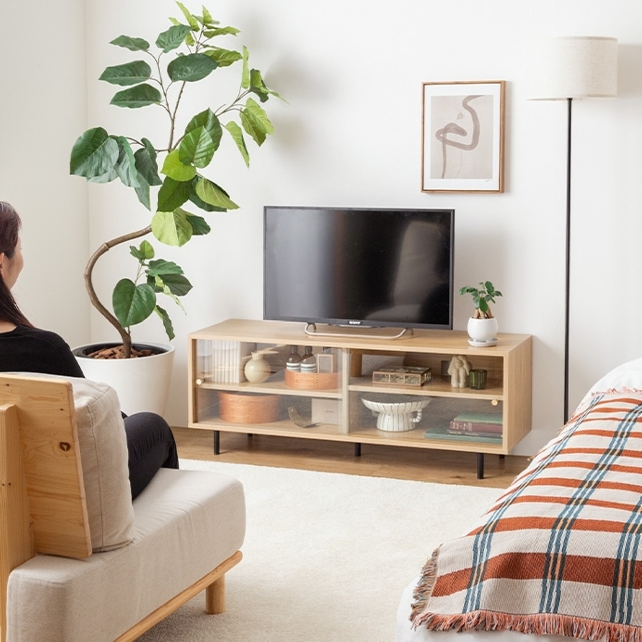 ガラス引き戸テレビ台 幅120cm