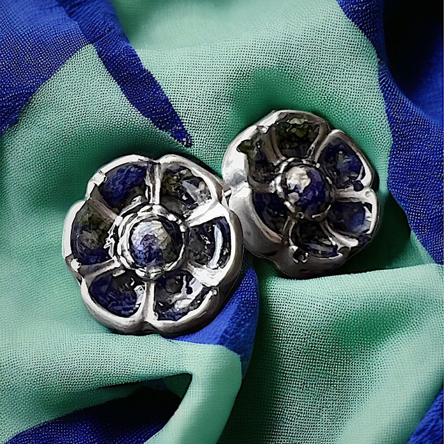 Flower Button Pierce -BLUE-
