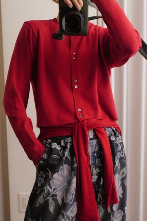 short knit cardigan red