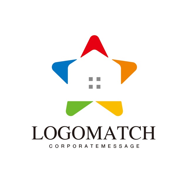 彩るカラフルな星の家のロゴ