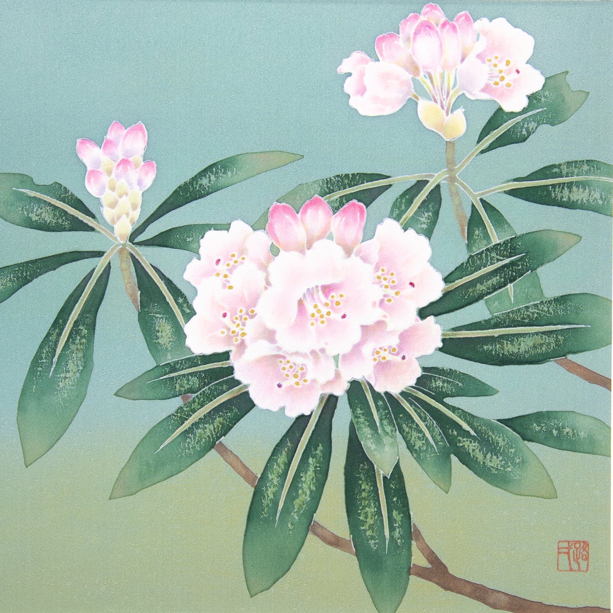 手描き友禅染 染額「石楠花」 | 池内友禅