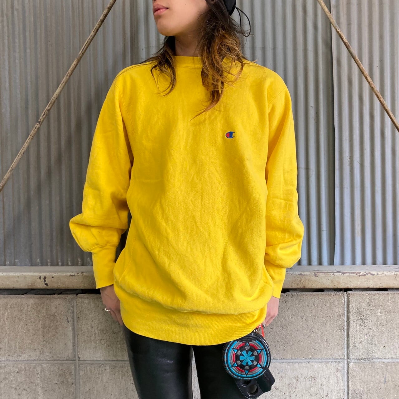 90年代 チャンピオン 刺繍タグ リバースウィーブ メンズL 古着 USA製 Champion REVERSE WEAVE 90S ビンテージ  ヴィンテージ スウェット トレーナー イエロー 黄色【スウェット】【VTG】 | cave 古着屋【公式】古着通販サイト