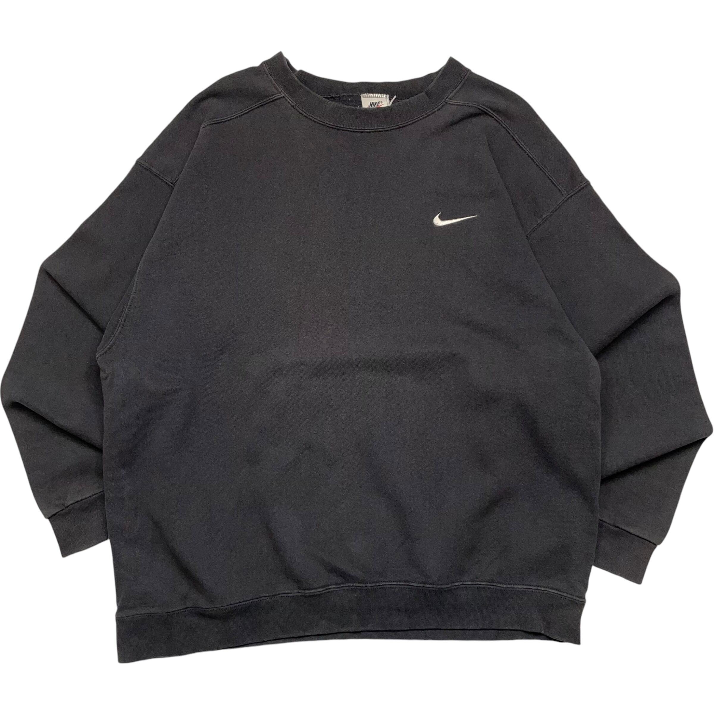 《XL》 NIKE ナイキ スウェット スウォッシュ ワンポイント 刺繍 ブラック 90年代 vintage no.4557