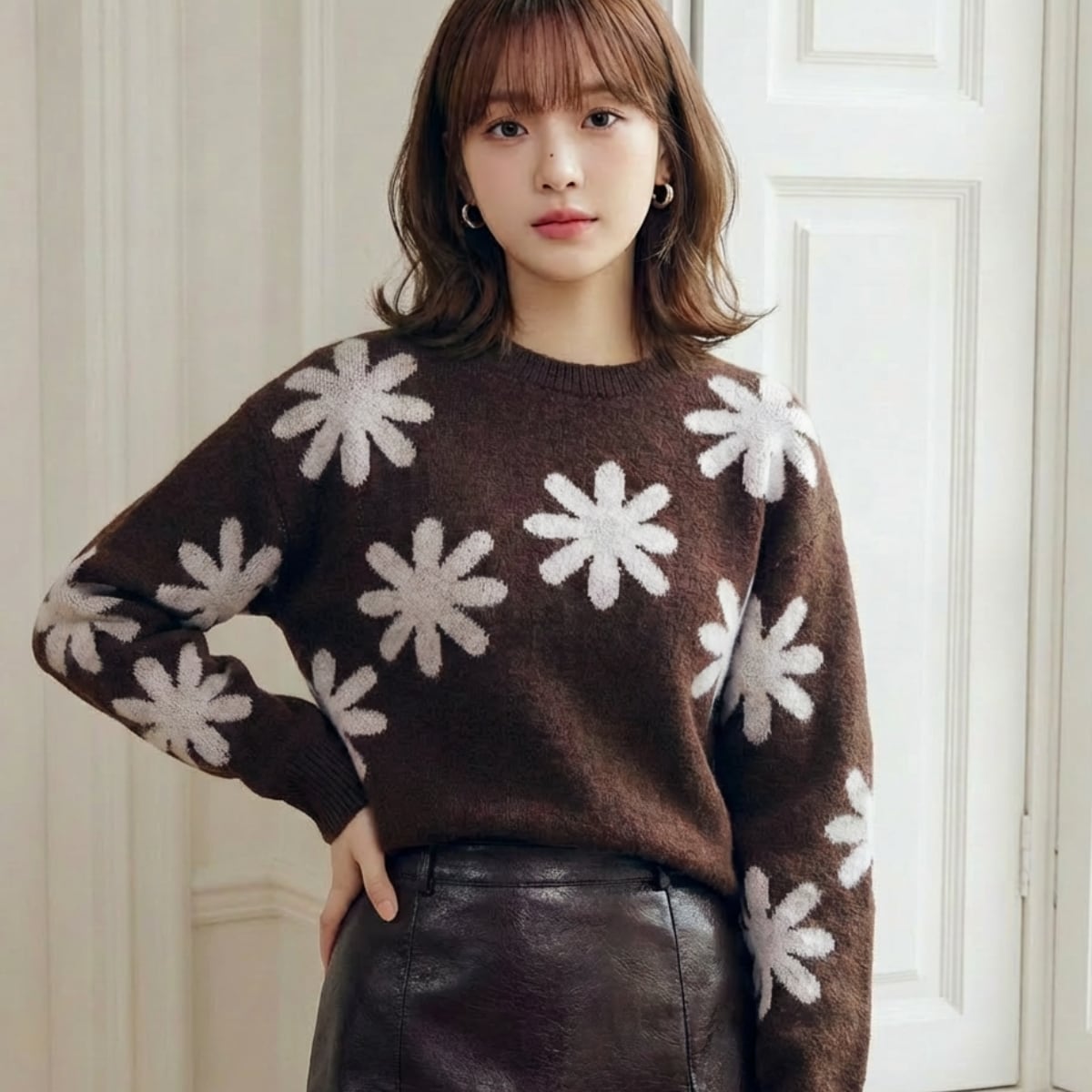 Big Daisy Brown Knit ch0409