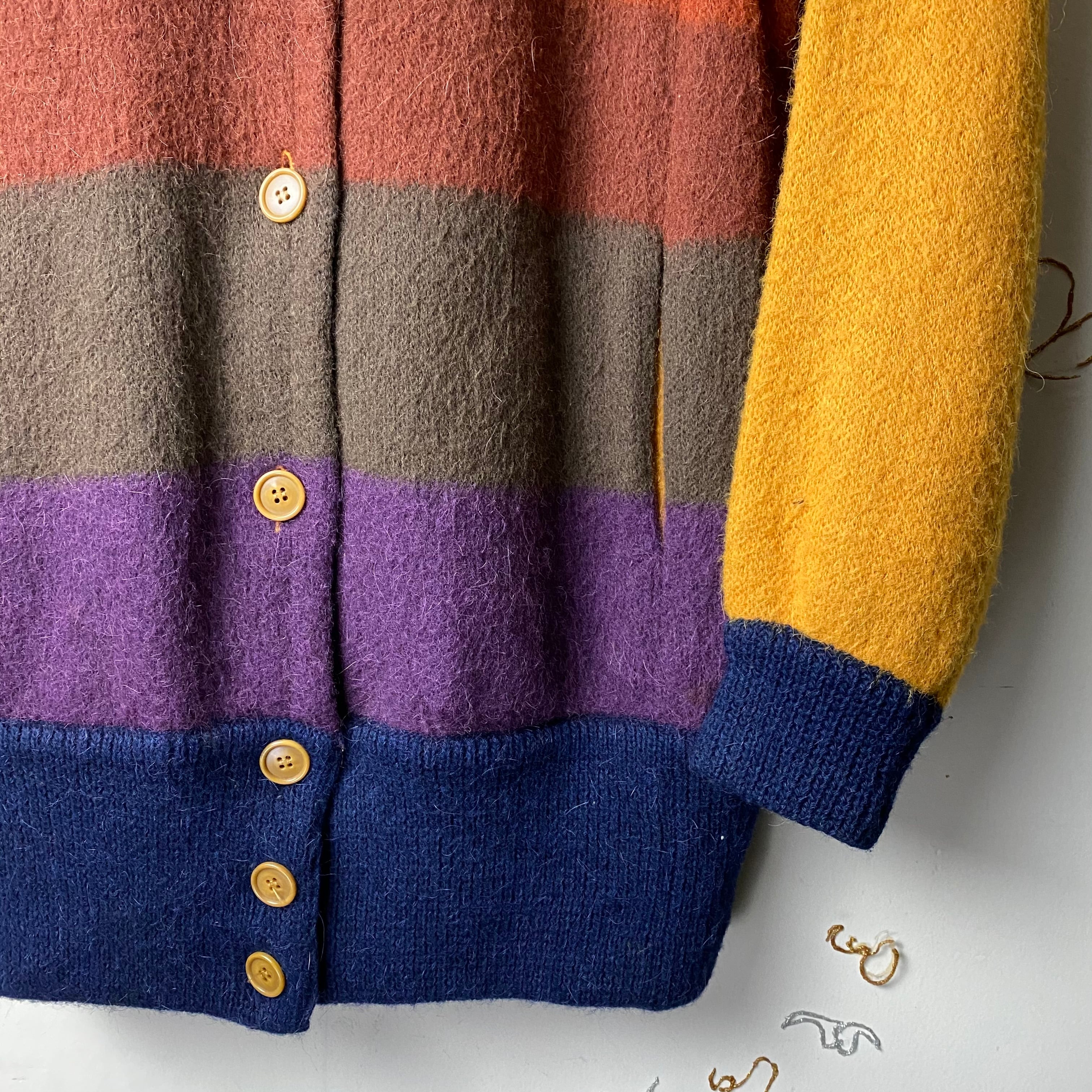 vintage ISSEY MIYAKE “made in ITALY” gradation border knit jacket