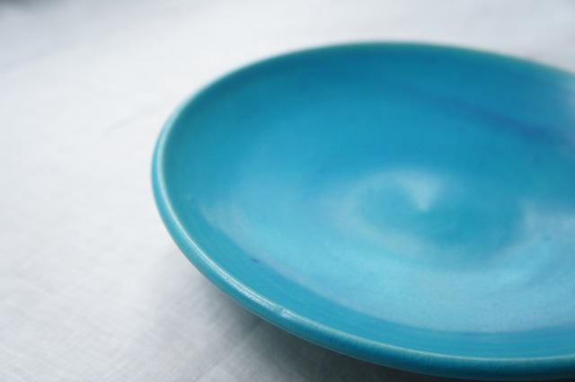 十九三窯　トルコブルー8寸皿