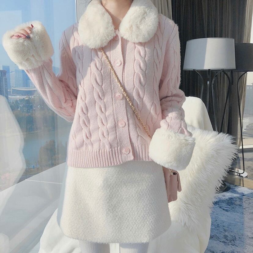 fur cable cardigan(pellicule)