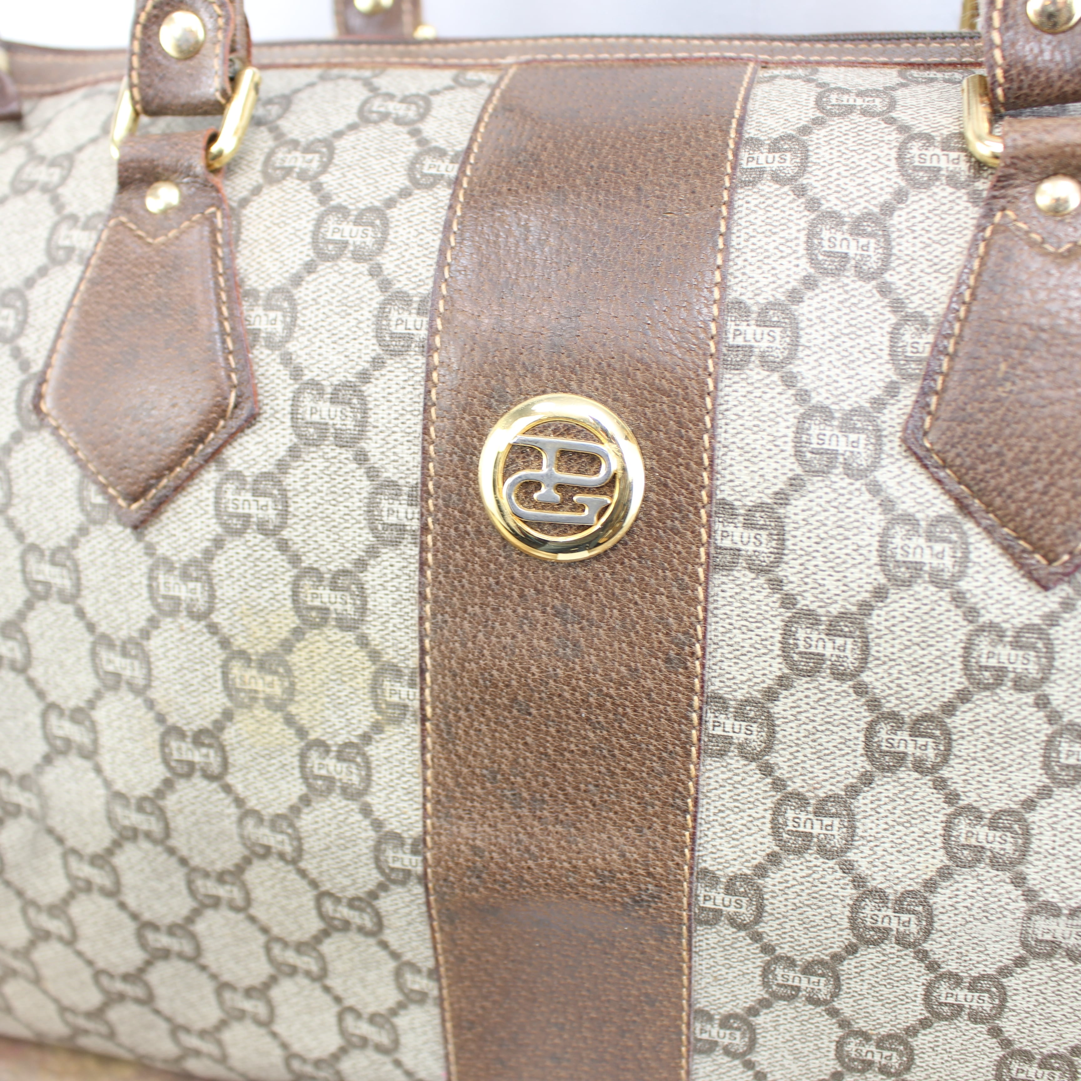 OLD GUCCI PLUS GG PATTERNED LOGO BOSTON BAG MADE IN ITALY/オールド
