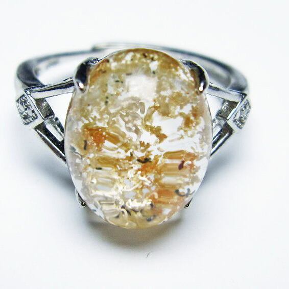 ガーデンクォーツ 指輪 リング 17号 フリーサイズ 調整可能 一点物 [M便 1/20] 115-4710