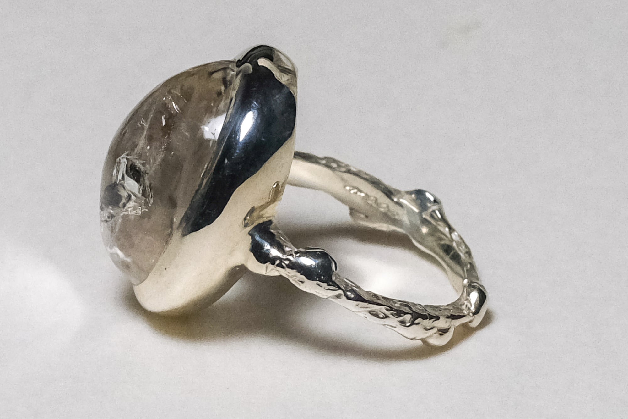 狭間 水入り水晶 リング silver no,373