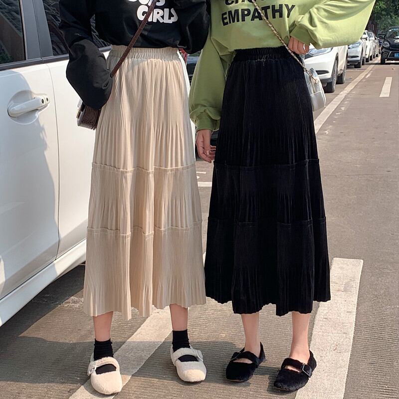 スタイルプリーツハイウェストスプリング 春物 スカート ステッチ 萌量不足36496477879