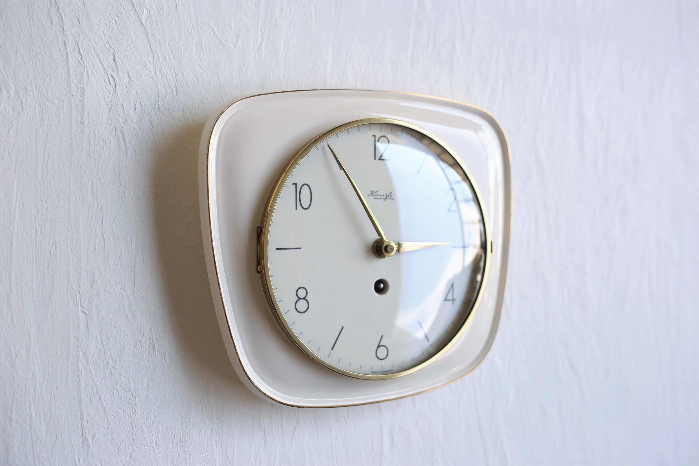 ドイツ アンティーク ヴィンテージ Kienzle 陶器製 壁掛け時計 グレー