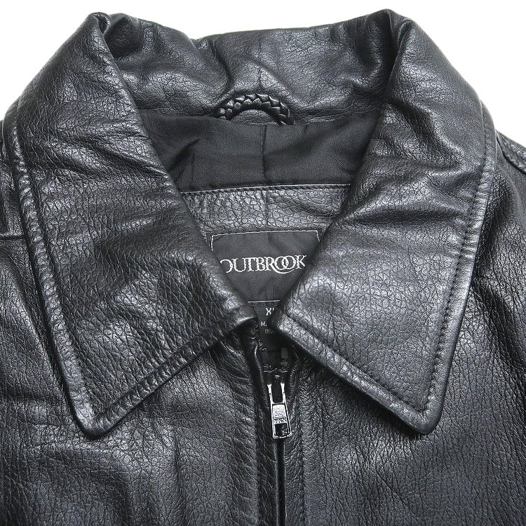 古着 OUT BROOK 本革 レザージャケット ブルゾン ブラック 表記