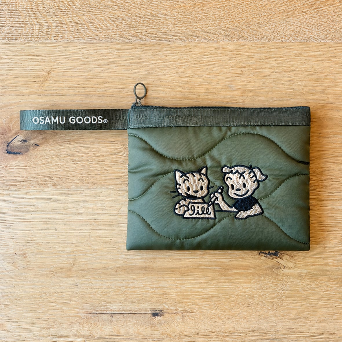 OSAMU GOODS flat quilt pouch_olive
