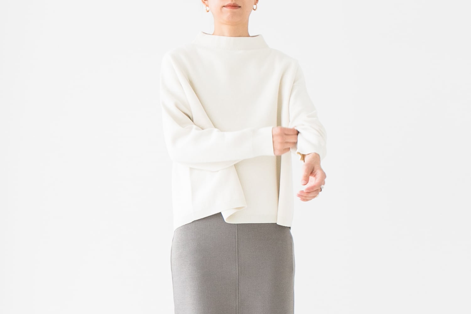 COTTON DOUBLE FACE KNIT - BOTTLE NECK PULLOVER：コットンダブル ...