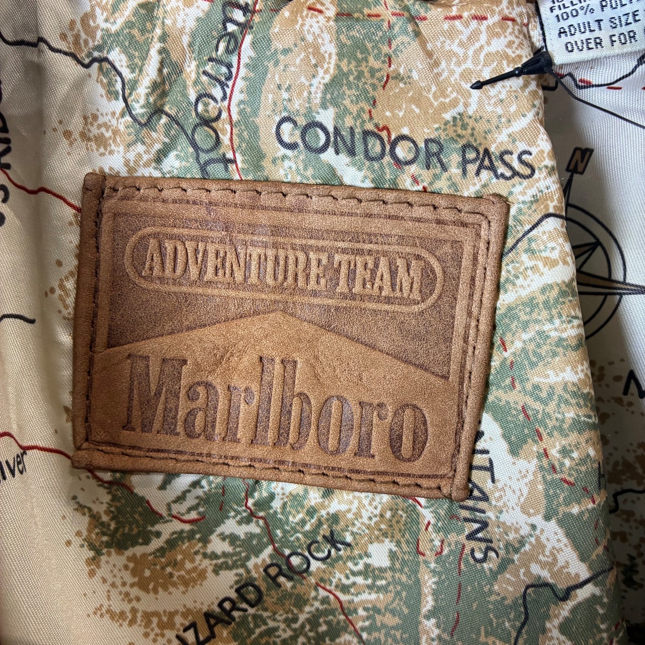 90s Marlboro / ヌバックレザー ジャケット / 本革 / 裏地マップ柄 / マルボロ