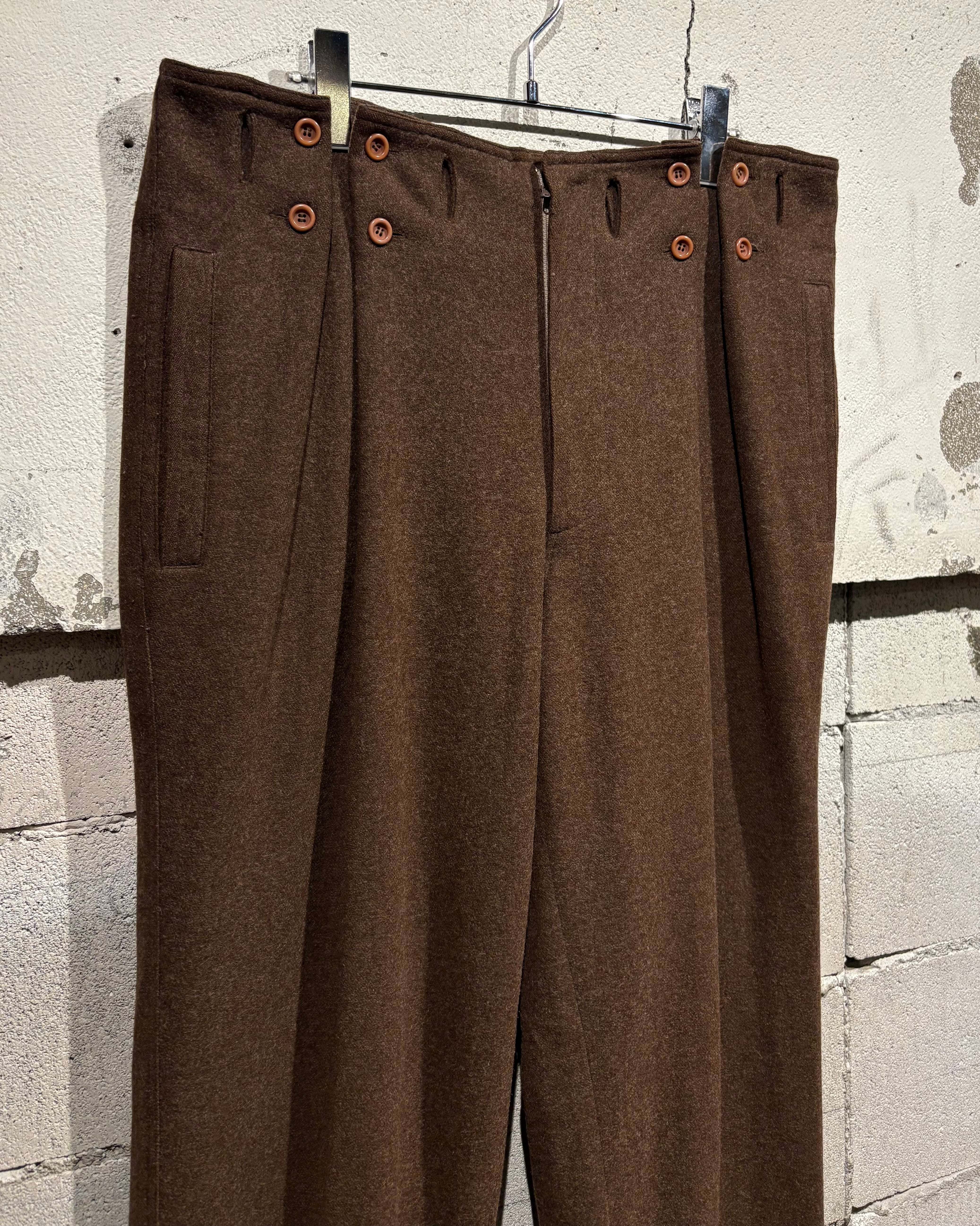 n*s様 オークション中[新品]DAIWAダークブラウン パターン ワイドパンツ Caka otto】80's Unique Detail Vintage Wool Slacks Pants | Caka