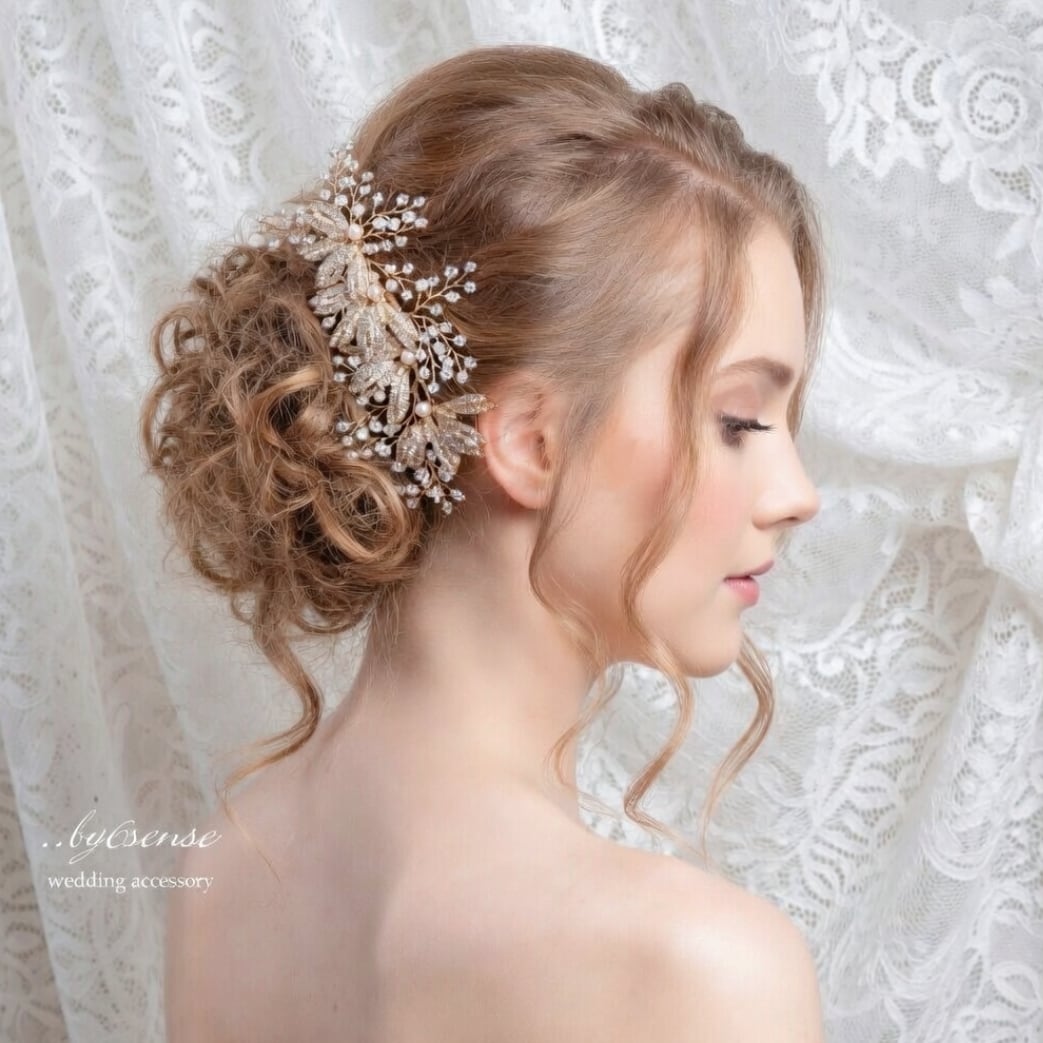 Perle et Feuille(ペルル・エ・フィユ) ゴールドウェディングヘアアクセサリー /クリップタイプ
