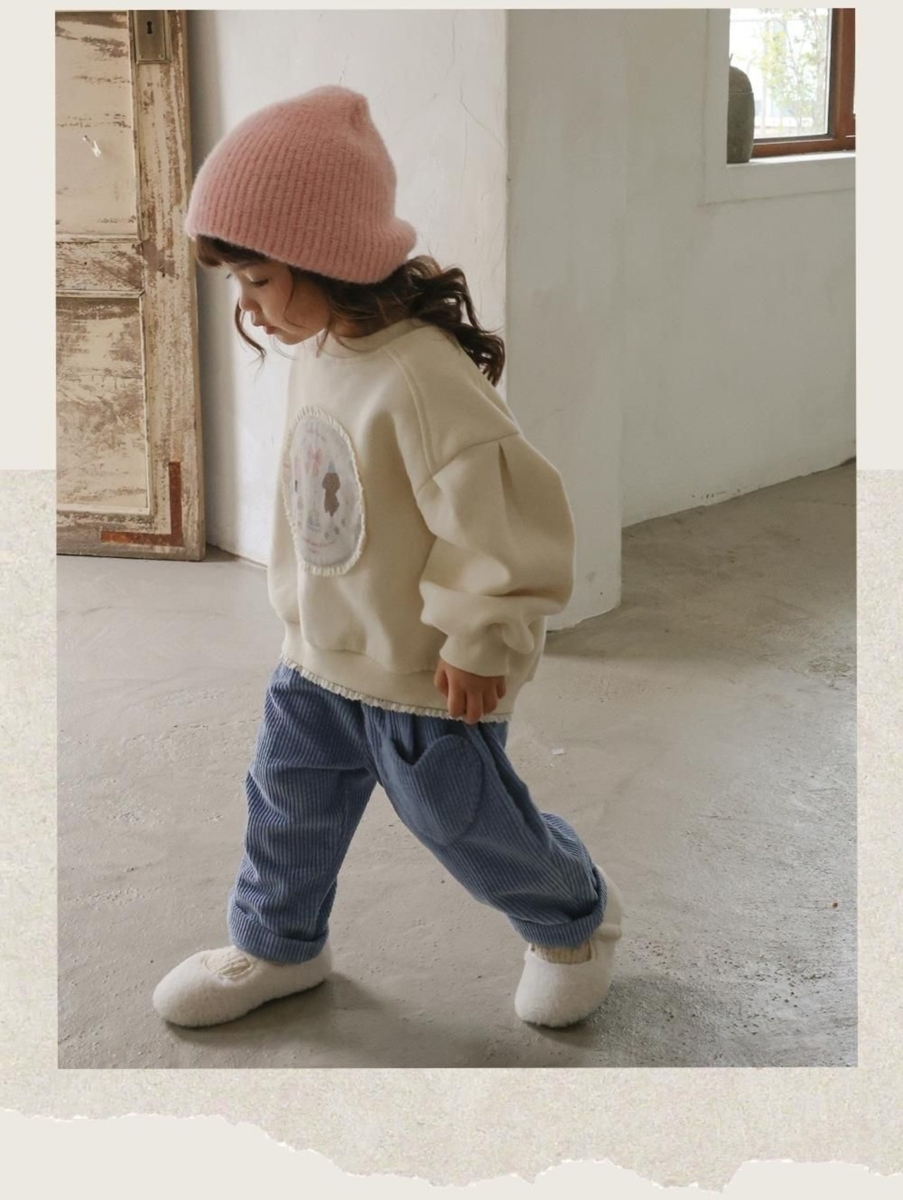 韓国子供服 / 26winter / puella FLO / クリームココ帽子 / キッズ / 冬服 *FREE*