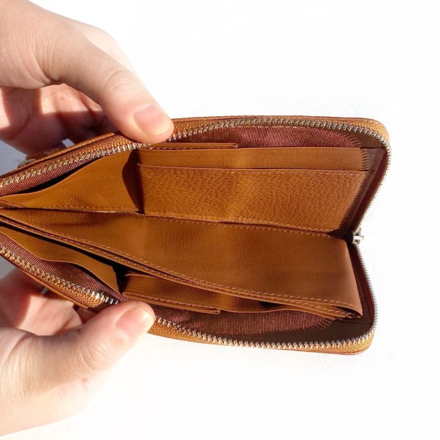 【SRK01SP】　1万円札が折らずに入る最少サイズの長財布「L字束入」　（ブラウン・ベージュ系）