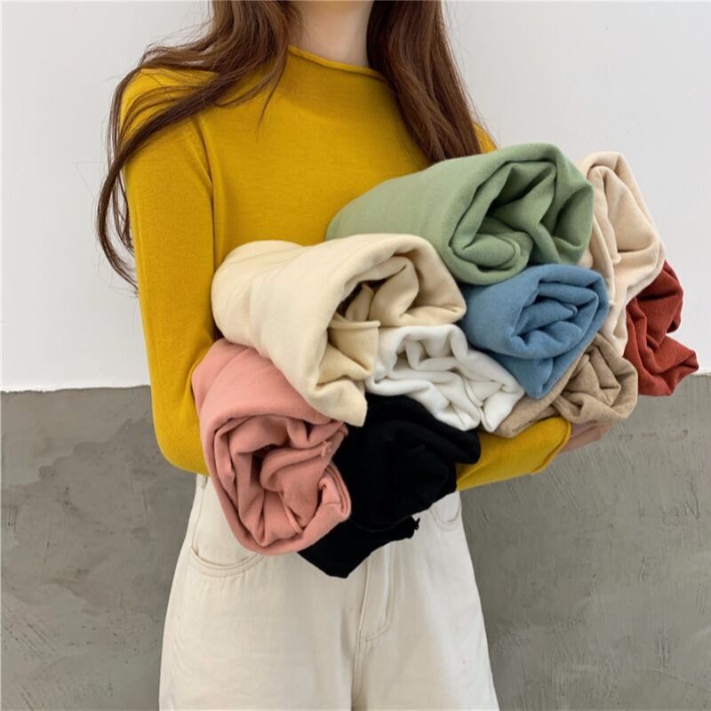 2020年秋新しい薄手のセーターオールマッチ長袖セーター女性秋冬ハーフハイネックスリムボトミングシャツ 1号婦人18427204783