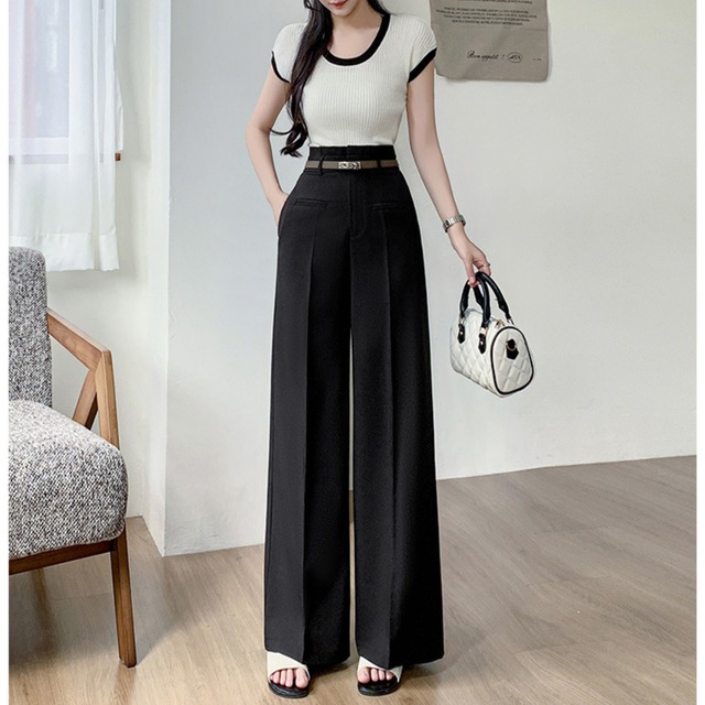 ハイウエストワイドレッグパンツ Me1264