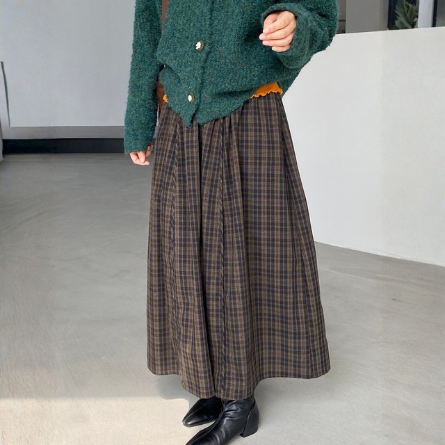 チェック柄　Aラインスカート　 N00197
