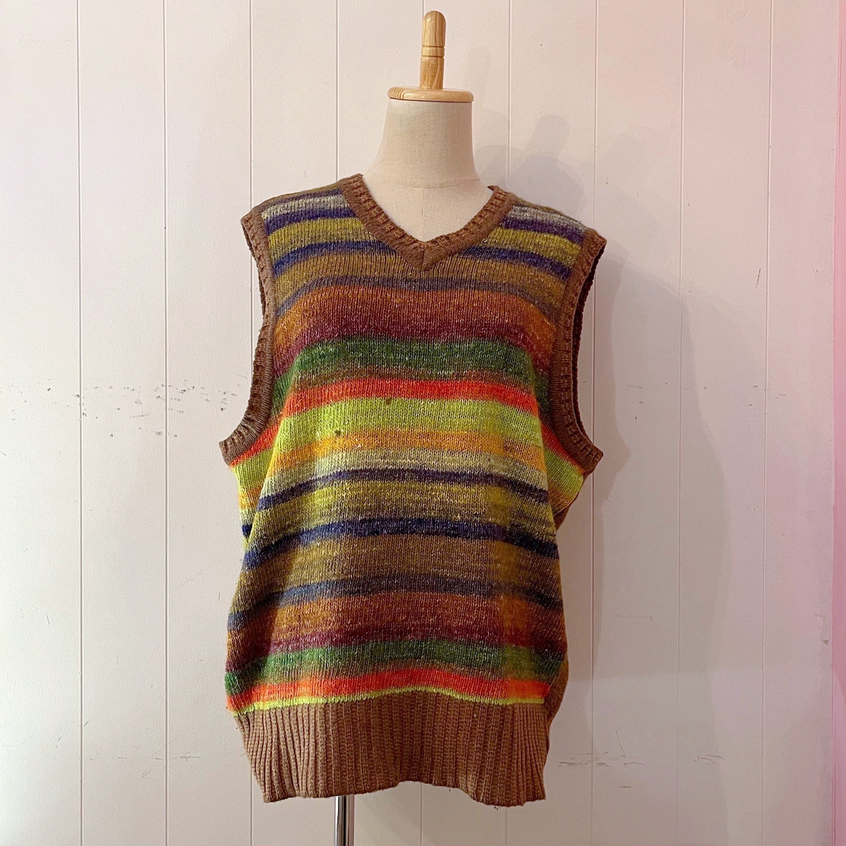 rainbow color mohair knit vest