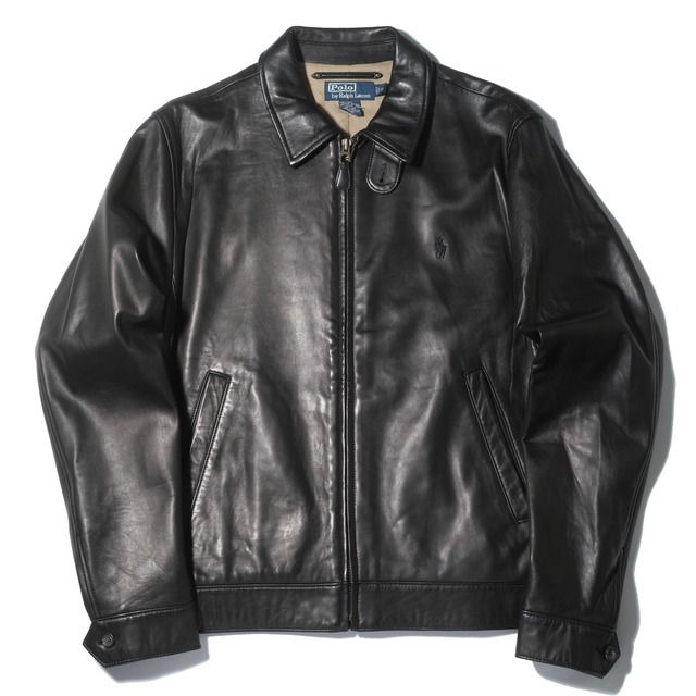 DEAD STOCK Polo by Ralph Lauren black leather drizzler jacket [M]