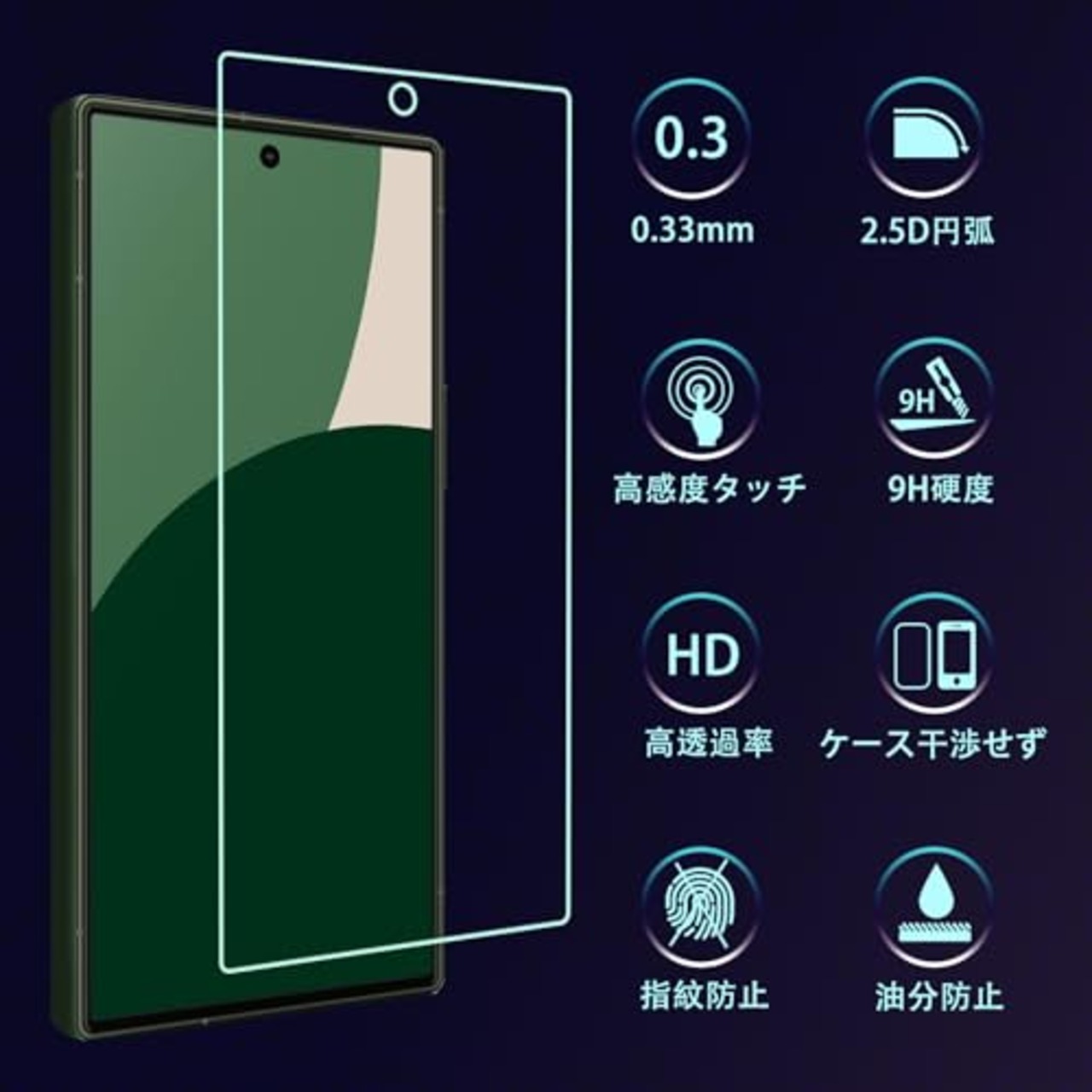 対応 AQUOS R9 SH-51E docomo/SoftBank スクリーンガラスフィルム 2枚 + 2スリーブ AQUOS R9 SH-51E docomo カメラ フィルム 強化ガラス 液晶保護フィルム R9 SH-51E対応 專用フィルム 厚さ0.33㎜ 硬度9H 気泡ゼロ ガラス飛散防止 指紋防止高精細 表裏面保護 透明フィルム PCduoduo