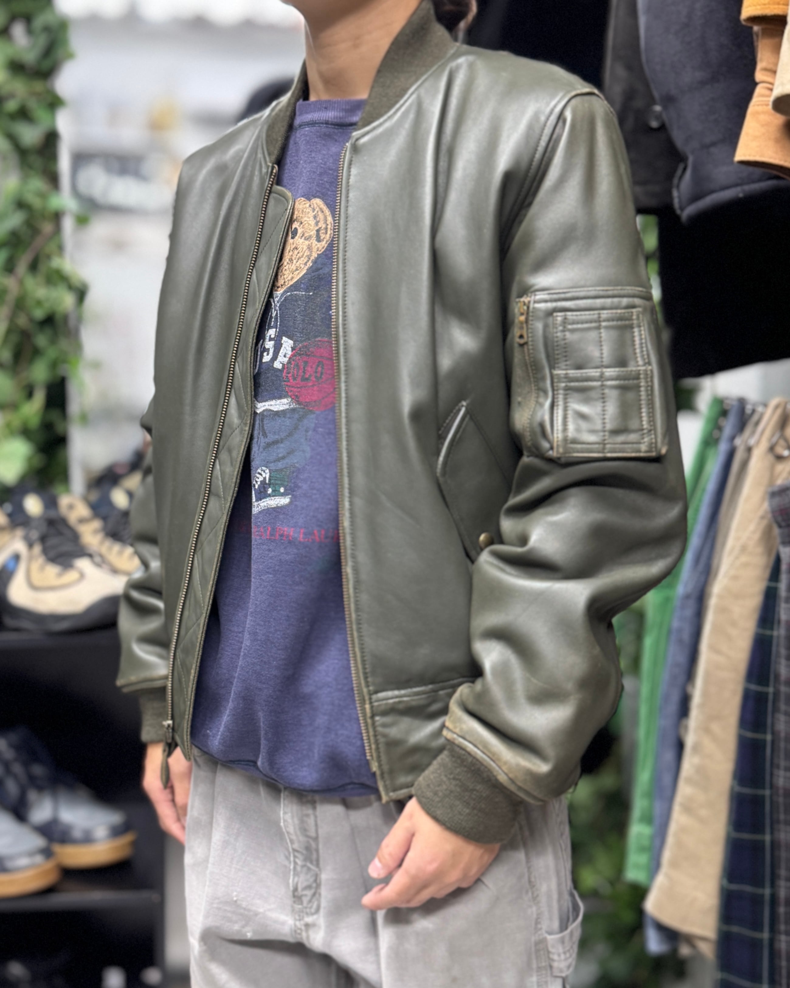 Special!!】90's Polo by Ralph Lauren Leather Jacket ''MA-1 Type