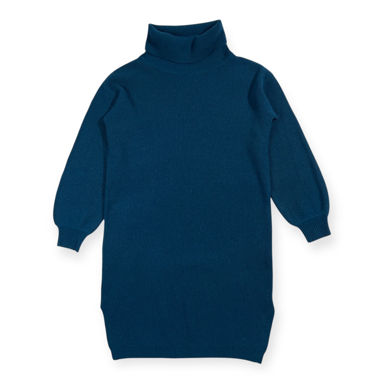 カシミヤ100％ MG MEG EXCHANGE ピュアカシミヤ タートルネック ニット ワンピース サイズ L /ブルー系/レディース