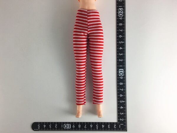 ドールアクセサリ 1/6 女性用 レギンス ストライプ 赤白 - 画像1