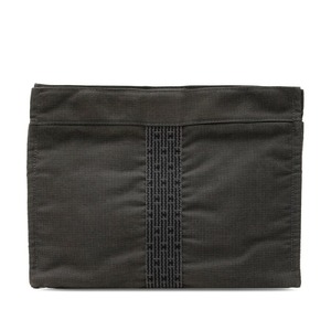 エルメス エールライン クラッチバッグ セカンドバッグ グレー キャンバス メンズ HERMES 【中古】