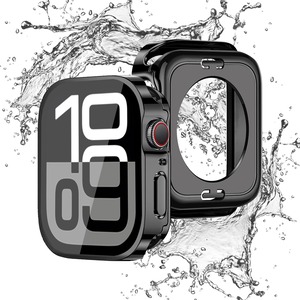 【特価処分】TALENANA for Apple Watchケース【2 in 1防水設計】46/42mm アップルウォッチ保護ケース 強化ガラスフィルム 一体型 Series 11/10 3D直角エッジデザイン PC素材 高タッチ感度 全面保護 衝撃吸収 アップルウォッチ アクセサリー(46mmブラック)