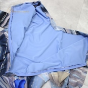 社交ダンス 衣装 スタンダード ラテン ワンピース パーティドレス U:NA ユーナ ブルー系 グレイ系 水色 青 ホワイト系 白 ゴールド系 長袖 タ舞台衣装 柄ドレス 複数色 おしゃれ かわいい ステージ衣装 エレガント 女性用 ファッション ドレスアップ ダンス用品 パーティーコスチューム 社交向け おそろいチョーカー付き 体型カバー 着心地良い 伸縮性抜群 生地感 各種イベント用