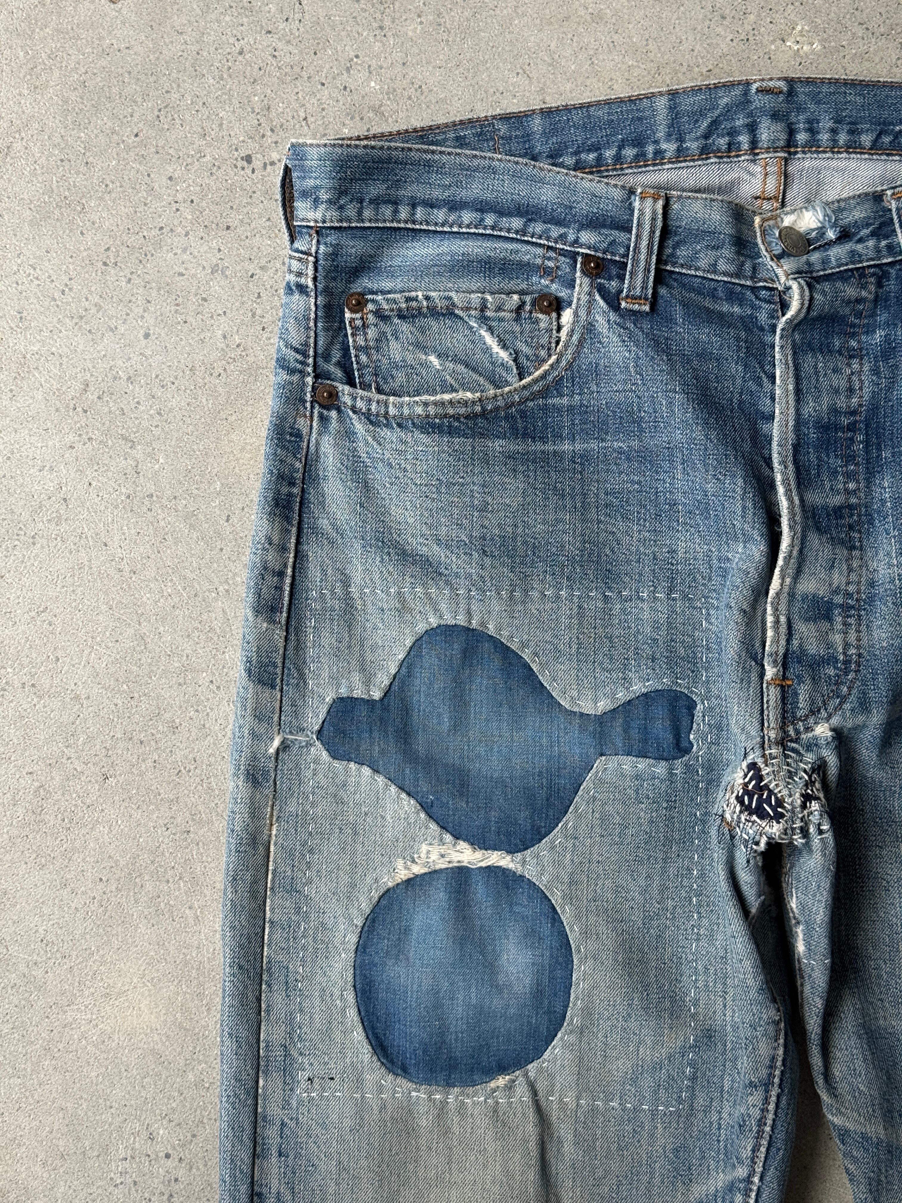 70's Vintage Levi's 501 66 Single Patchwork Denim Jeans | KLIPP