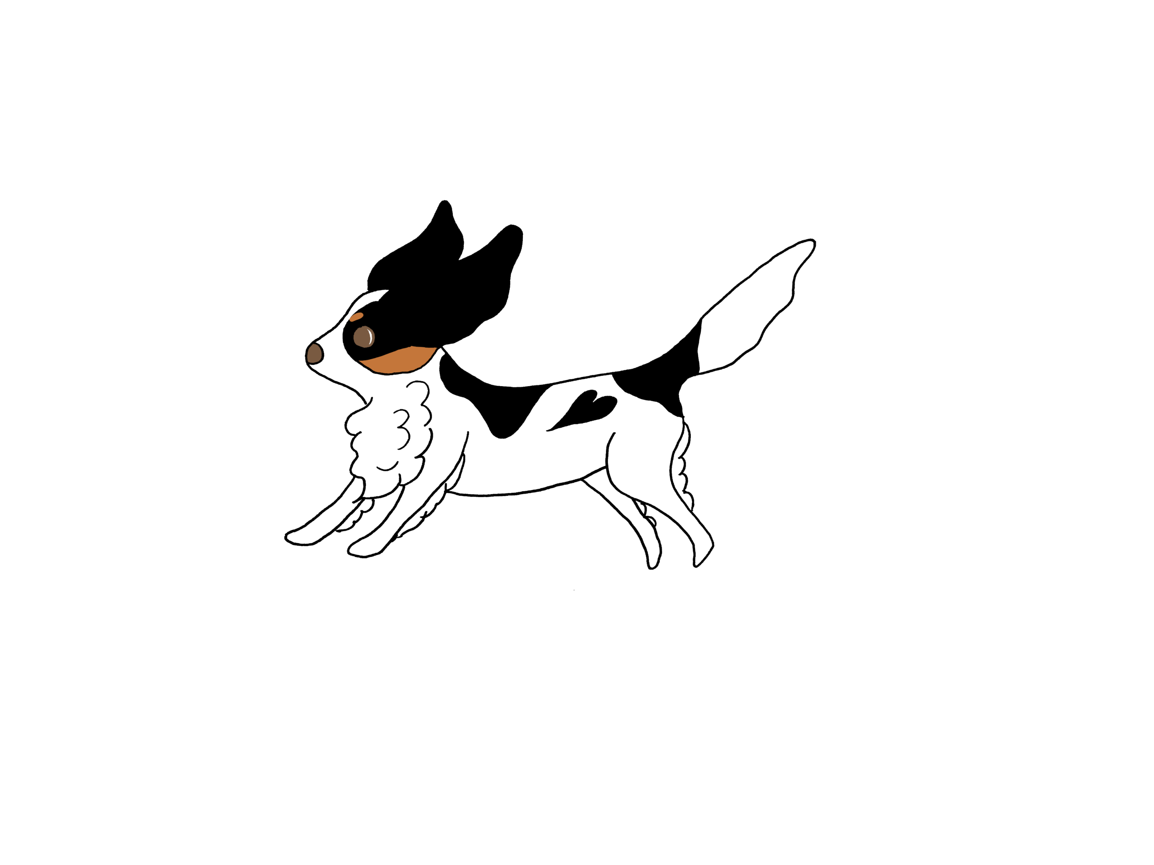 走るキャバリア トライ ちょこっとイラストtシャツ M L Mer