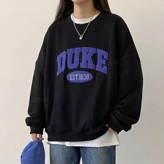 【即納】Y-5138　2026秋新作♡DUKE刺繍ロゴスウェット　ブラック　1013