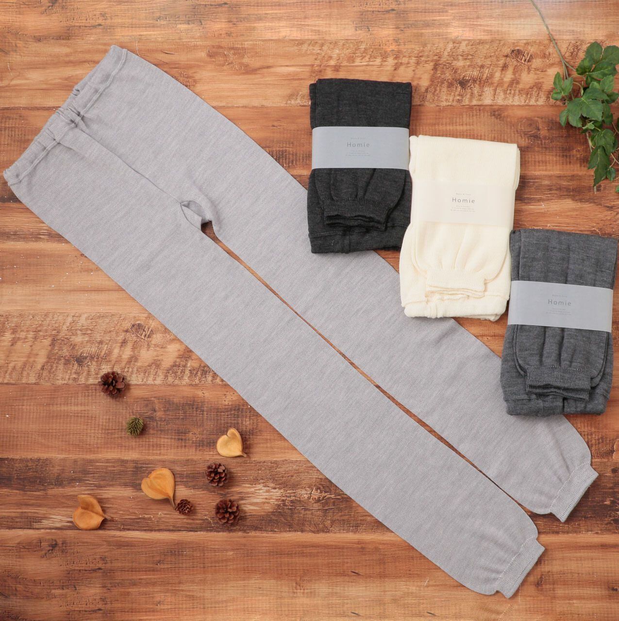 ホミー Homie ウール シルク レギンス フルレングス ウール80% シルク20% 日本製 冷え対策 暖かい 保温 冷え性 防寒 締め付けない ギフト プレゼント チャコール/グレー/ライトグレー/オフホワイト HL-001 Hm027