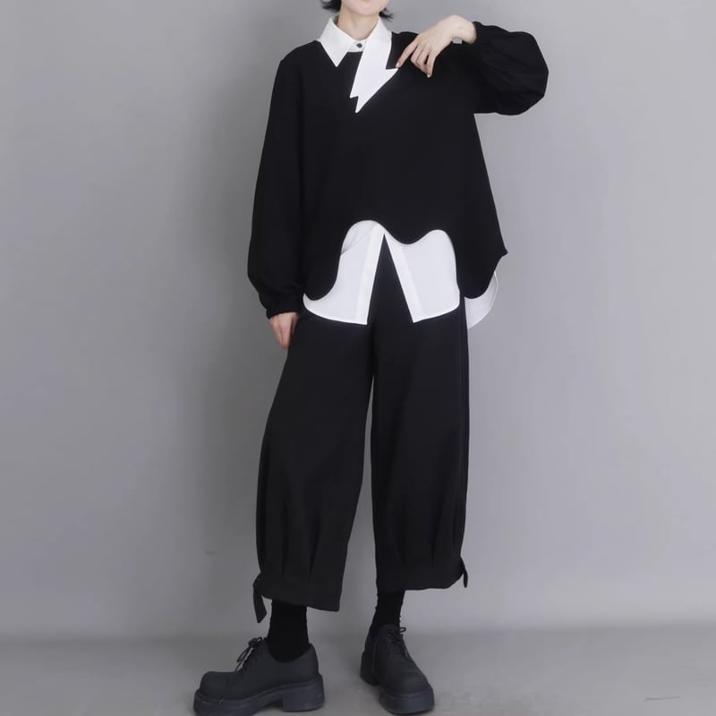 着回し力◎セットアップ】クロップドワイドパンツ・イレギュラー