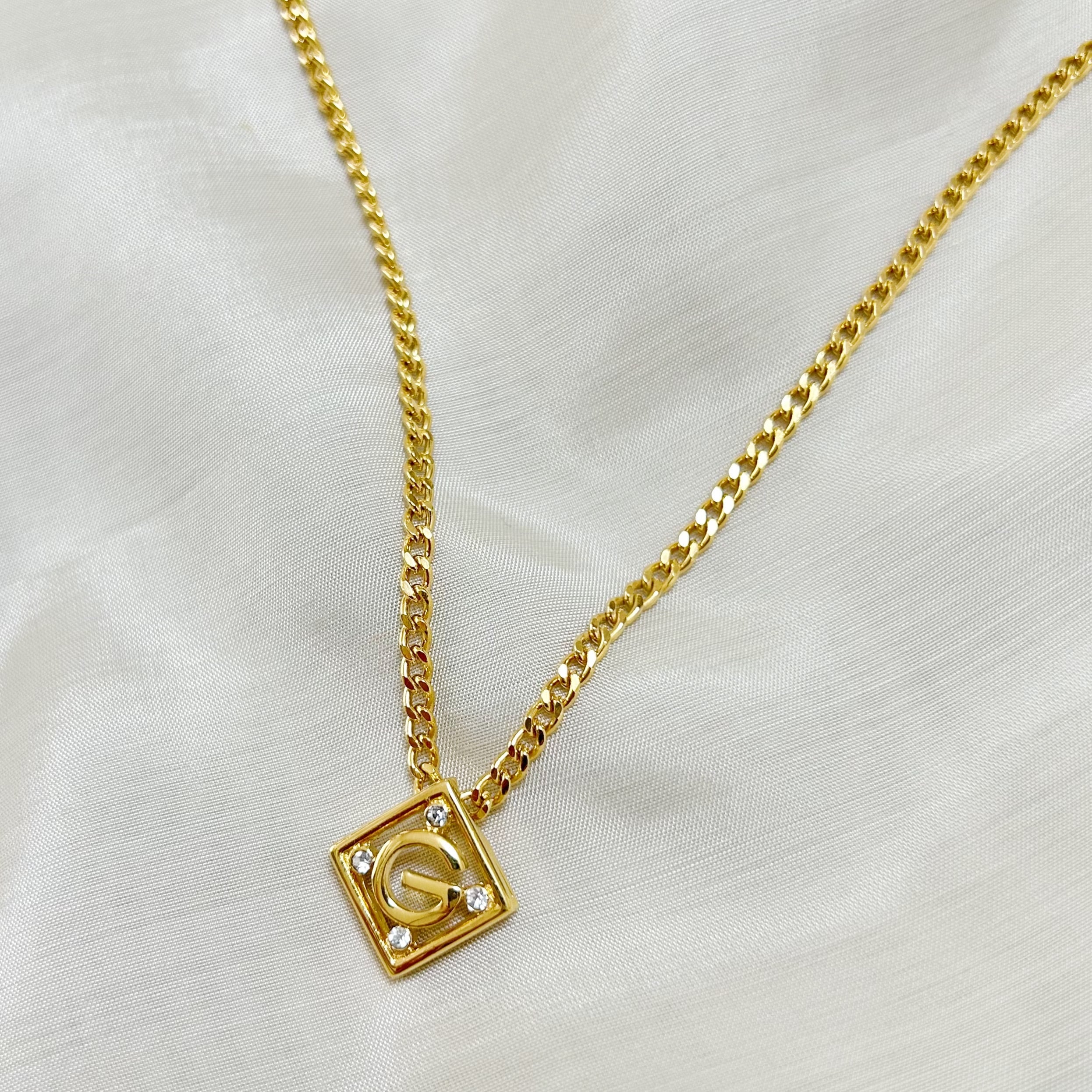 【G7116】GIVENCHY G logo square chain necklace/ジバンシィ/ネックレス