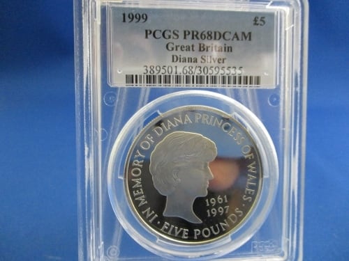 ダイアナ妃 記念硬貨 純銀5ポンド イギリス☆ダイアナ妃追悼記念5ポンド銀貨／1999年／PCGS PR68 DCAM