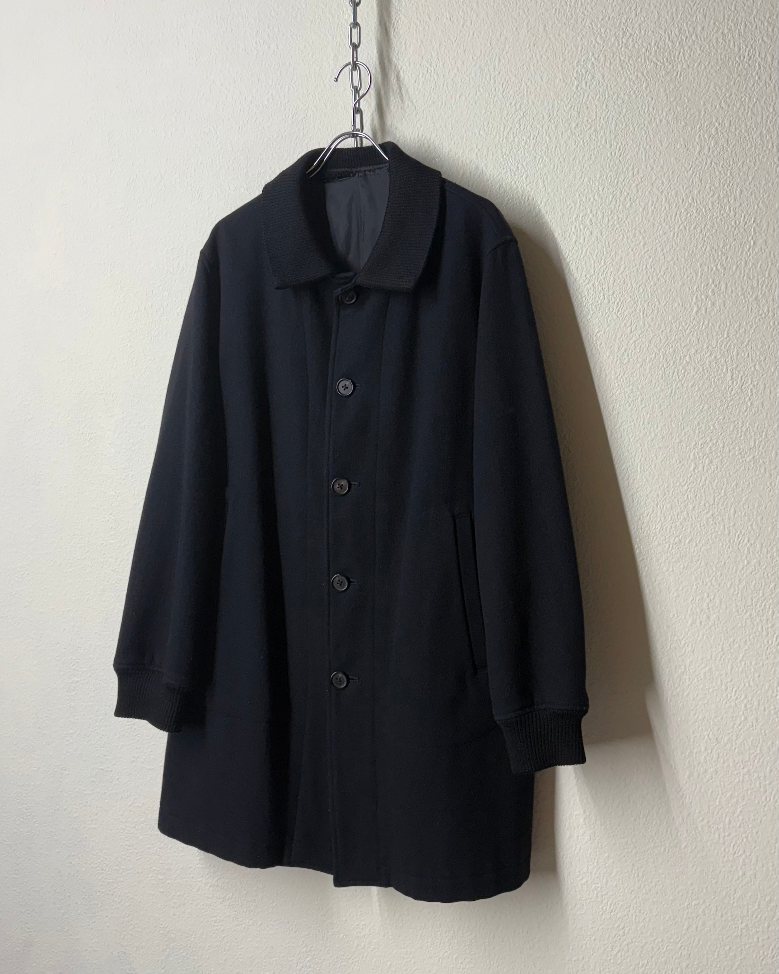 90s Y's for men(Yohji Yamamoto)Rib Collar Melton Wool Coat